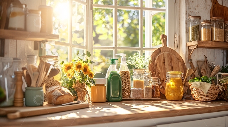 高清大图下载【趣麦麦图】温馨阳光厨房台面静物