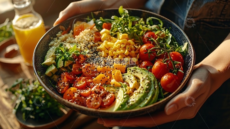 高清大图下载【趣麦麦图】手捧健康营养沙拉