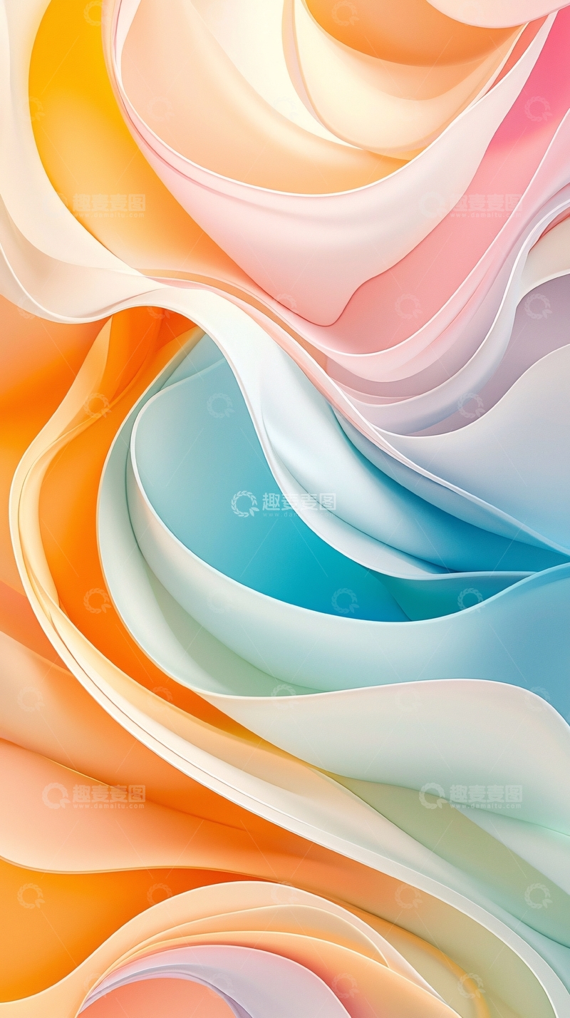 高清大图下载【趣麦麦图】抽象色彩流动曲线