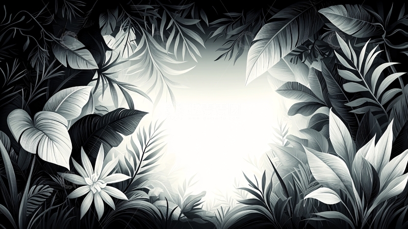 高清大图下载【趣麦麦图】黑白植物高清图片