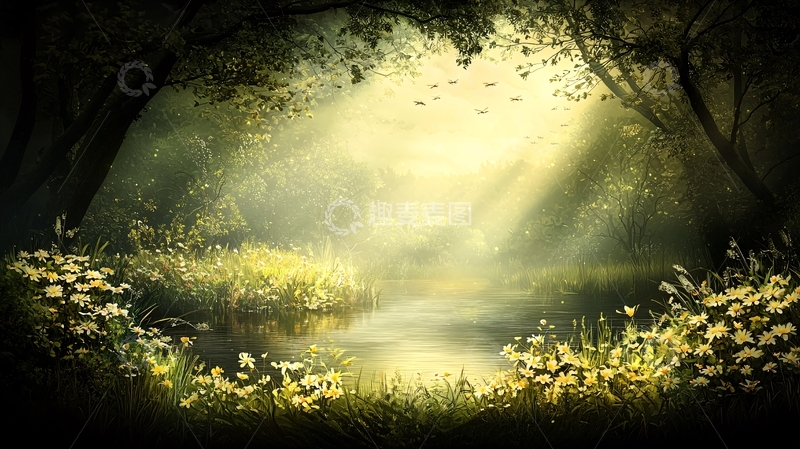 高清大图下载【趣麦麦图】阳光穿透树林