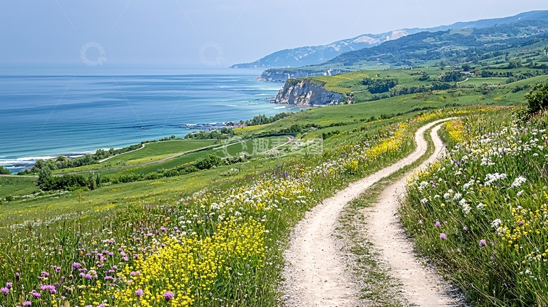 高清大图下载【趣麦麦图】海岸线旁的蜿蜒小路