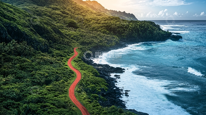 高清大图下载【趣麦麦图】海岸公路绿意盎然