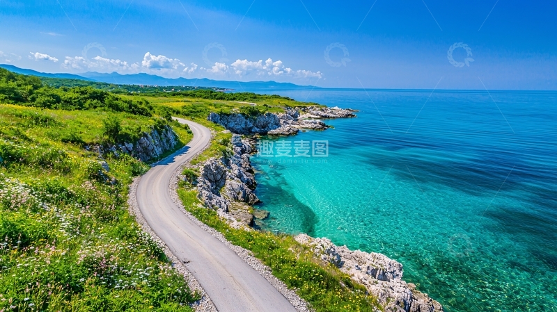 高清大图下载【趣麦麦图】海边公路风景