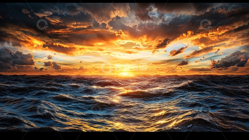 高清大图下载【趣麦麦图】海上日落的壮丽景色