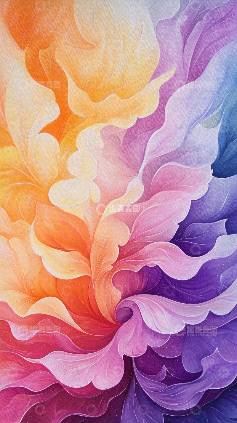 高清大图下载【趣麦麦图】渐变色花瓣漩涡抽象画