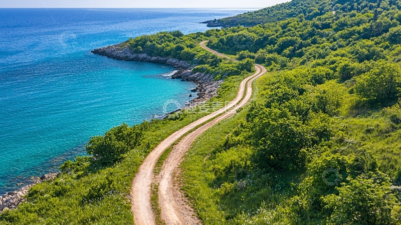高清大图下载【趣麦麦图】蜿蜒道路靠海岸线