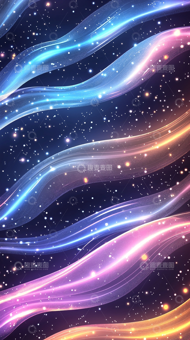 高清大图下载【趣麦麦图】彩色光带星空背景