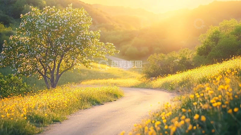 高清大图下载【趣麦麦图】阳光明媚的田园小路