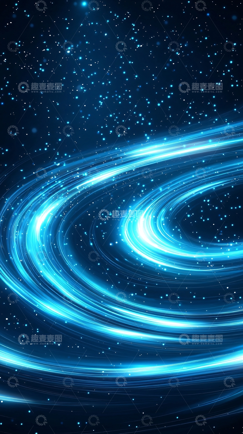 高清大图下载【趣麦麦图】蓝色星空漩涡光晕背景