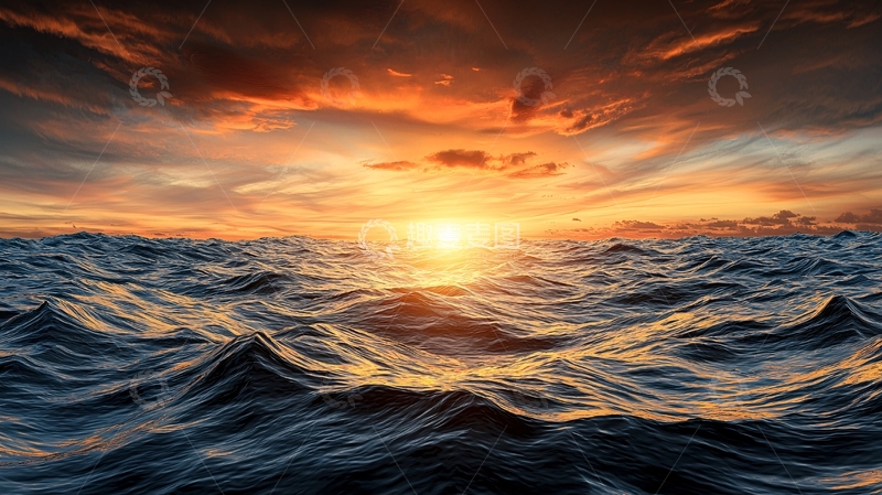 高清大图下载【趣麦麦图】壮丽的日落海景