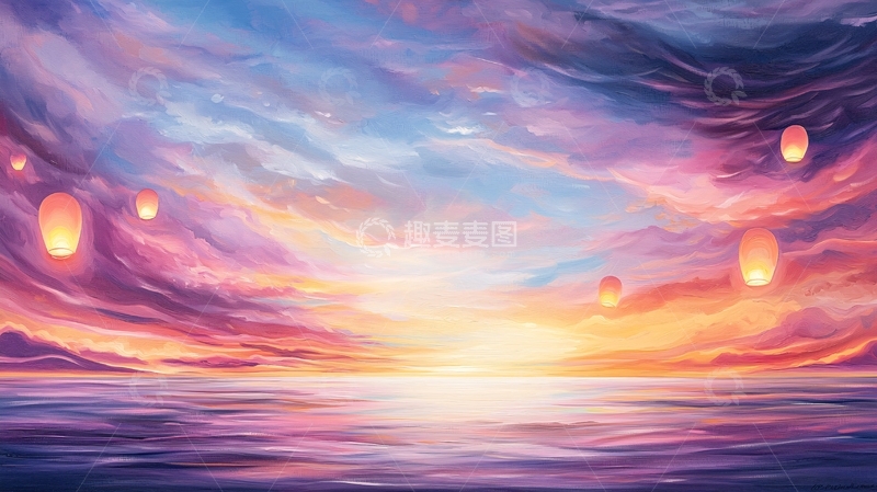 高清大图下载【趣麦麦图】绚丽天空水面倒影