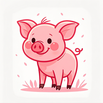 Q版卡通手绘简笔画小猪
