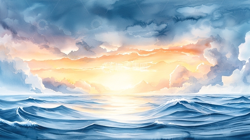 高清大图下载【趣麦麦图】海洋日出云彩唯美天空
