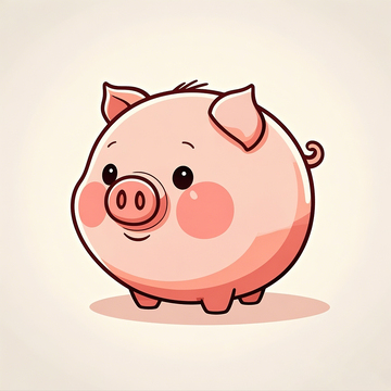 Q版卡通手绘圆乎乎小猪简笔画