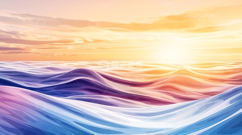 高清大图下载【趣麦麦图】水天一色日出海景