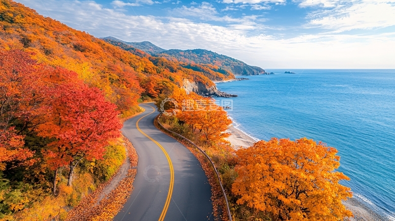高清大图下载【趣麦麦图】秋日海岸公路美景