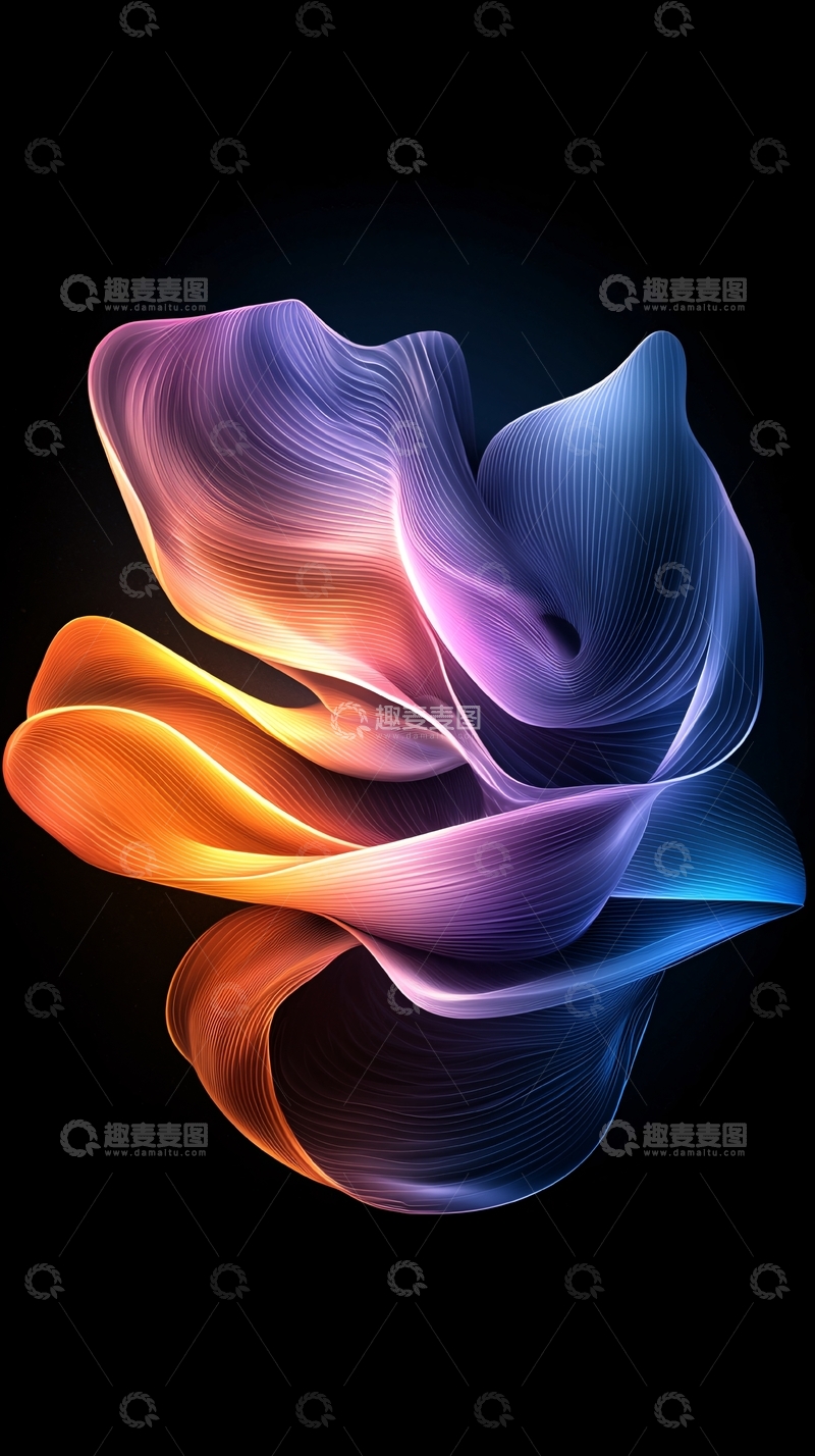 高清大图下载【趣麦麦图】抽象渐变光线花朵