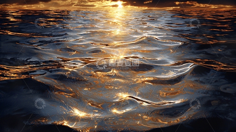 高清大图下载【趣麦麦图】波光粼粼的金色水面