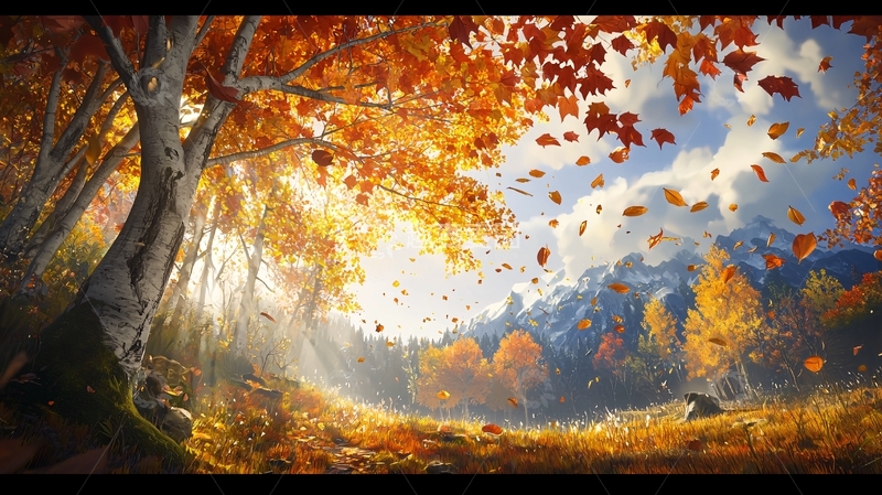 高清大图下载【趣麦麦图】秋日阳光洒落森林