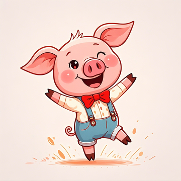 Q版卡通手绘拟人化小猪