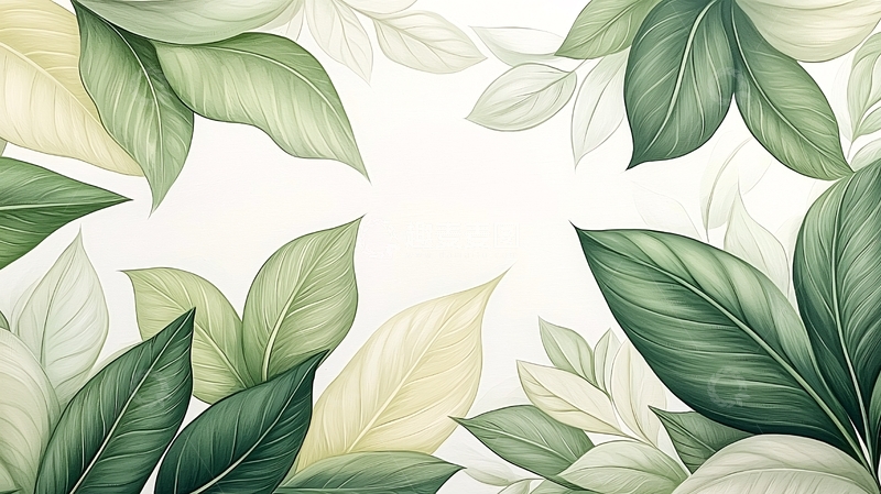 高清大图下载【趣麦麦图】绿色叶子背景留白