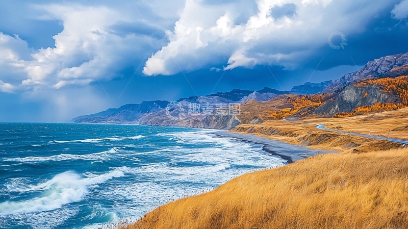 高清大图下载【趣麦麦图】海天一色海岸线