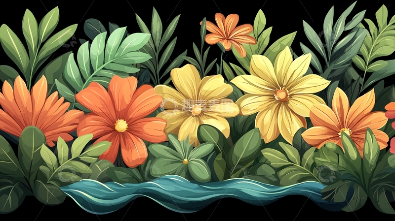 高清大图下载【趣麦麦图】-花卉植物装饰边框