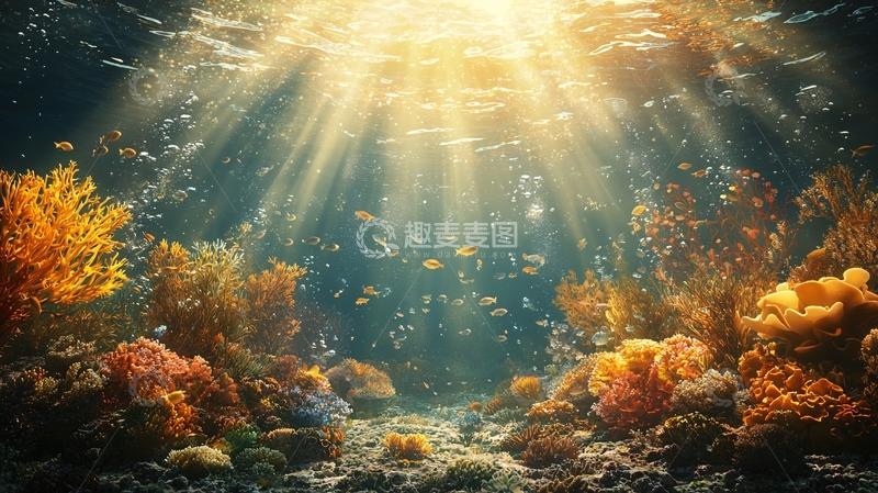 高清大图下载【趣麦麦图】海底世界阳光照耀