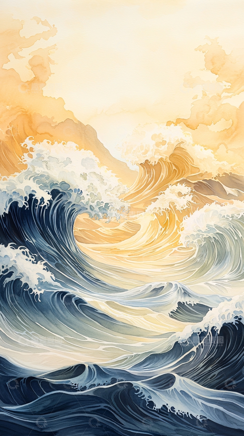 高清大图下载【趣麦麦图】波涛汹涌的金色海面