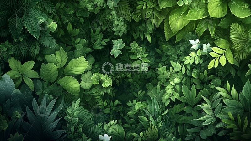 高清大图下载【趣麦麦图】茂盛的绿色植物背景