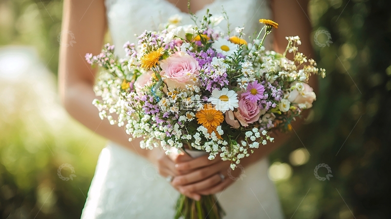 高清大图下载【趣麦麦图】新娘手捧鲜花特写