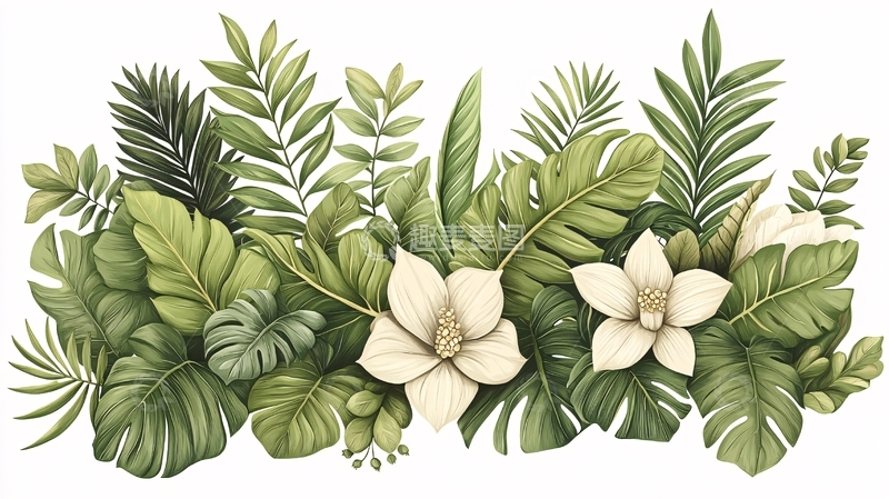 高清大图下载【趣麦麦图】热带植物花卉组合