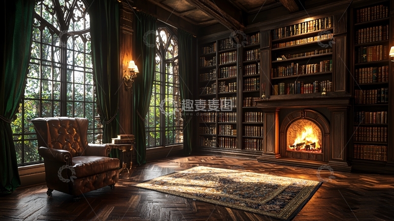 高清大图下载【趣麦麦图】复古书房高清图片