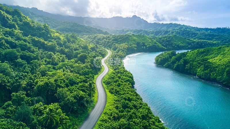 高清大图下载【趣麦麦图】青山绿水蜿蜒道路