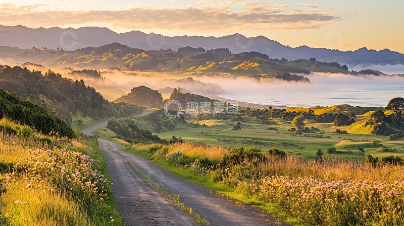 高清大图下载【趣麦麦图】田园风光日出时的宁静