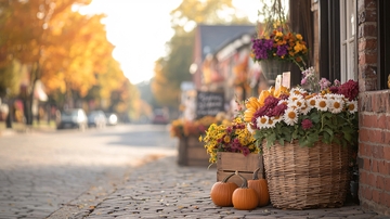 秋日街角的花店一角