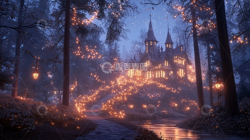 高清大图下载【趣麦麦图】童话城堡夜景灯光梦幻