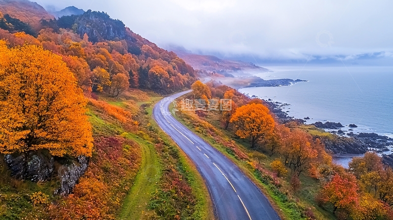高清大图下载【趣麦麦图】秋季海岸公路风景如画