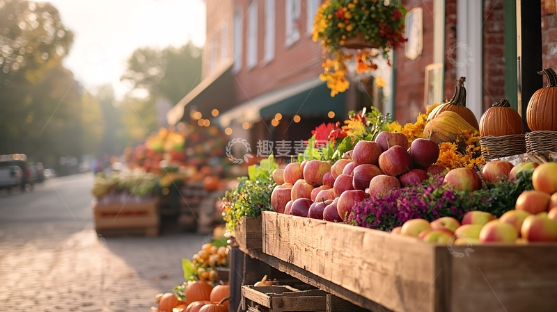 高清大图下载【趣麦麦图】秋日街头水果摊