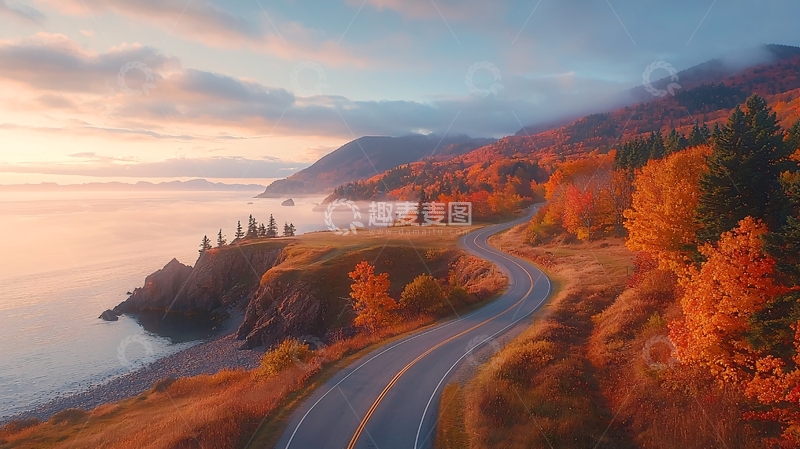 高清大图下载【趣麦麦图】秋季海岸公路风景