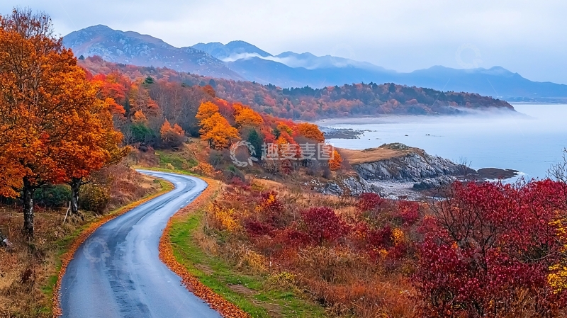 高清大图下载【趣麦麦图】秋日海岸公路风光