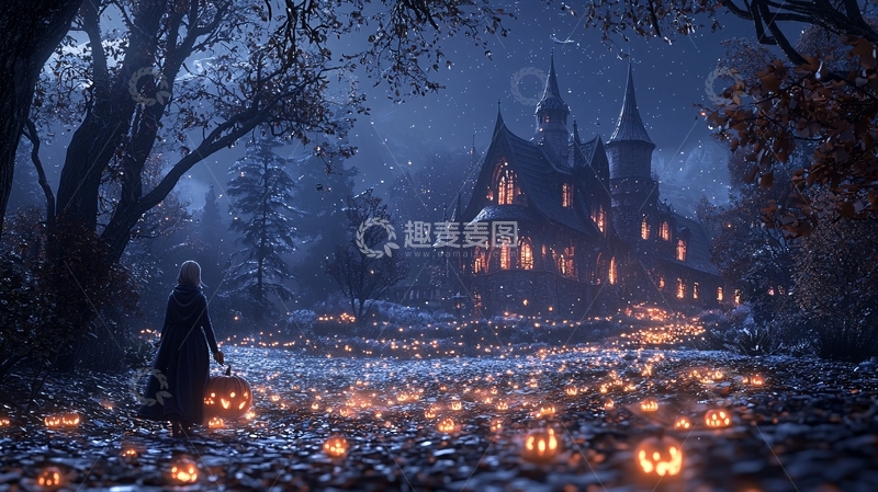 高清大图下载【趣麦麦图】万圣节城堡夜景
