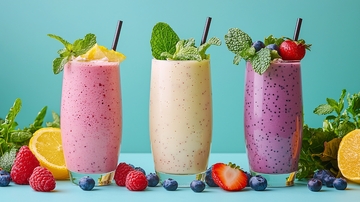 三种不同颜色的冰沙