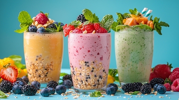 色彩鲜艳的水果冰沙