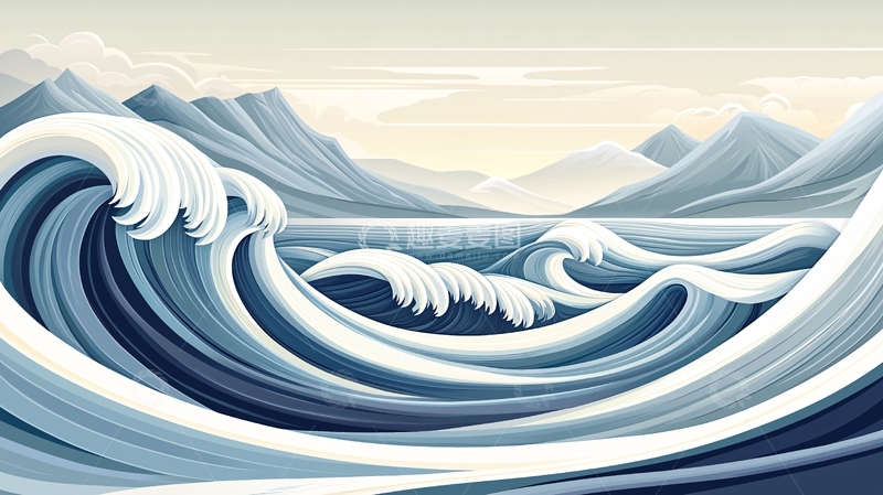 高清大图下载【趣麦麦图】波涛汹涌的山水背景