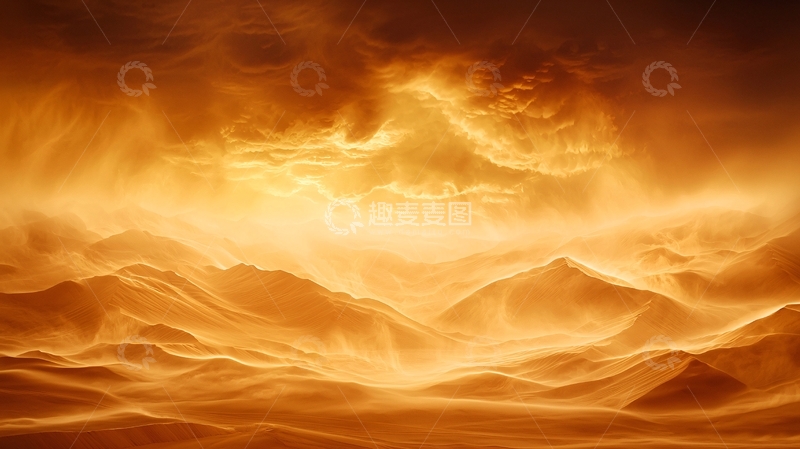 高清大图下载【趣麦麦图】炽热的云层环绕山峰