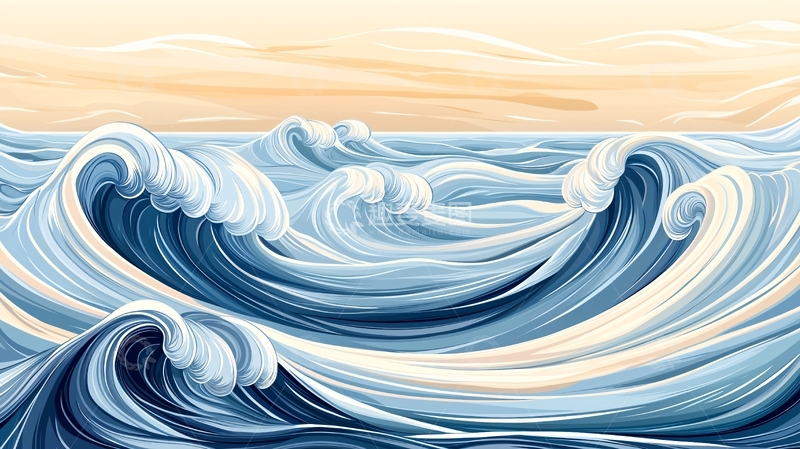 高清大图下载【趣麦麦图】蓝色海浪的艺术画面