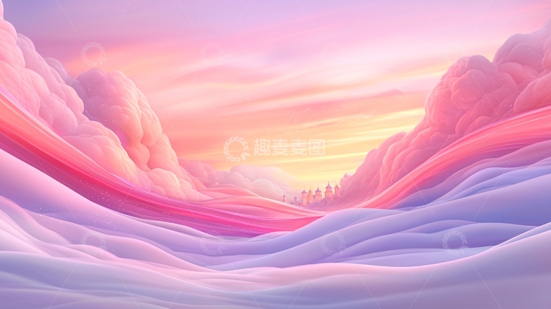 高清大图下载【趣麦麦图】粉紫色天空云彩风景