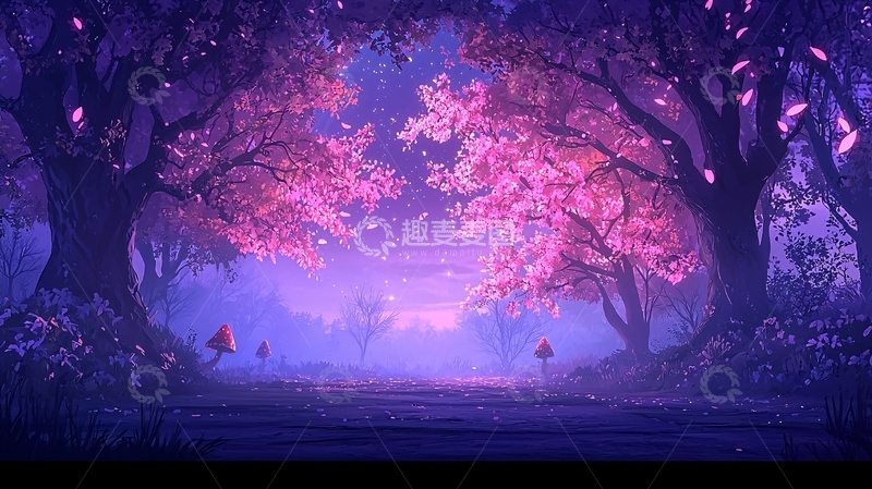 高清大图下载【趣麦麦图】如梦似幻的紫色森林